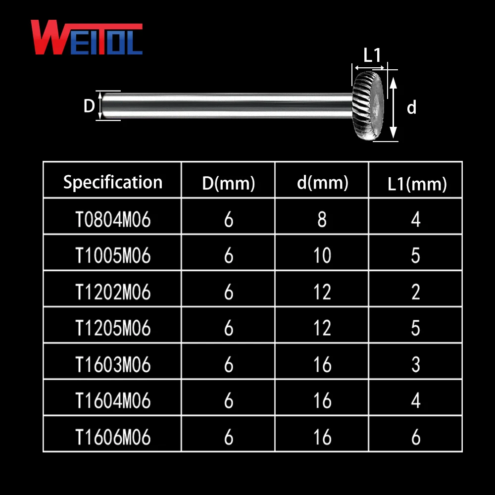 Weitol 3 шт. 1/4 дюйма 6 мм т типа карбида роторные напильники карбида вольфрама заусенцы ЧПУ гравировальные биты фрезы