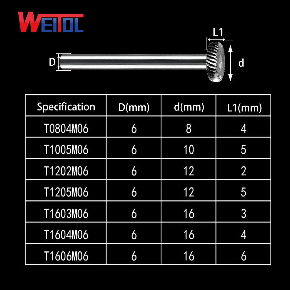 Weitol 3 шт. 1/4 дюйма 6 мм Т Тип карбида роторные файлы вольфрама заусенцы CNC