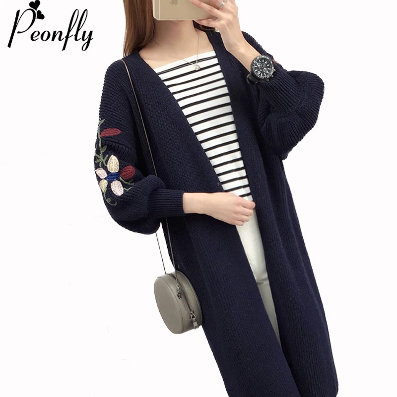 

PEONFLY Women Long Cardigans Autumn Winter Open Stitch Poncho Knitting Sweater Cardigans V neck Oversized Cardigan Jacket Coat