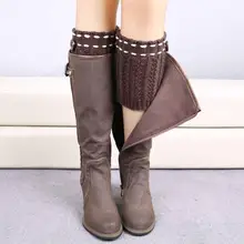 1 пара Для женщин зимние Вязание Гетры для девочек загрузки крышка теплые носки одноцветное Цвет гетры