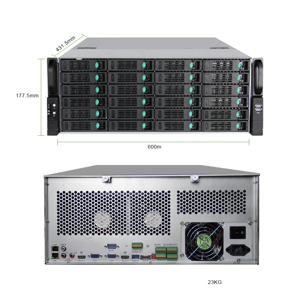  128CH 4K H.265 profesional grabadora de vídeo en red NVR 24 Uds Grabación HDD Onvif 26 P2P cámara I