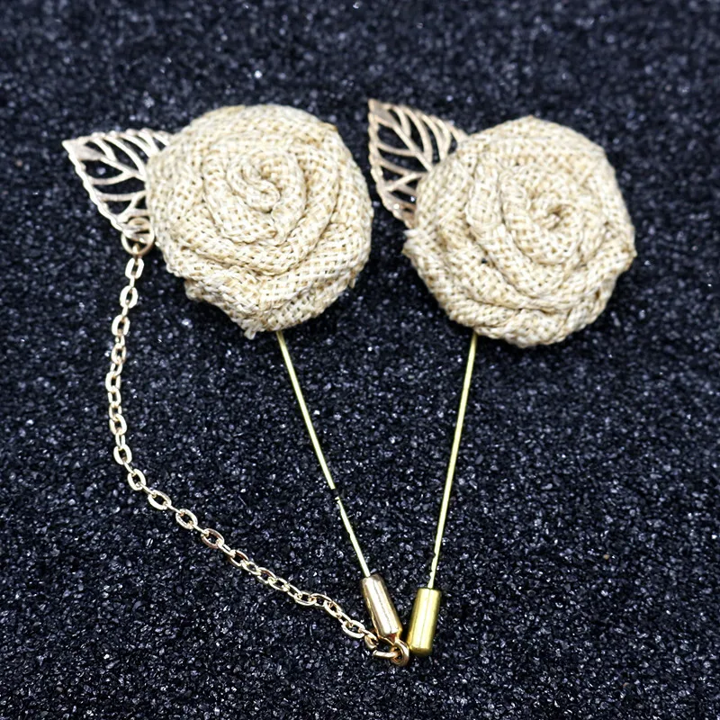 Buy 50pcs Burlap Flower Lapel Pin
