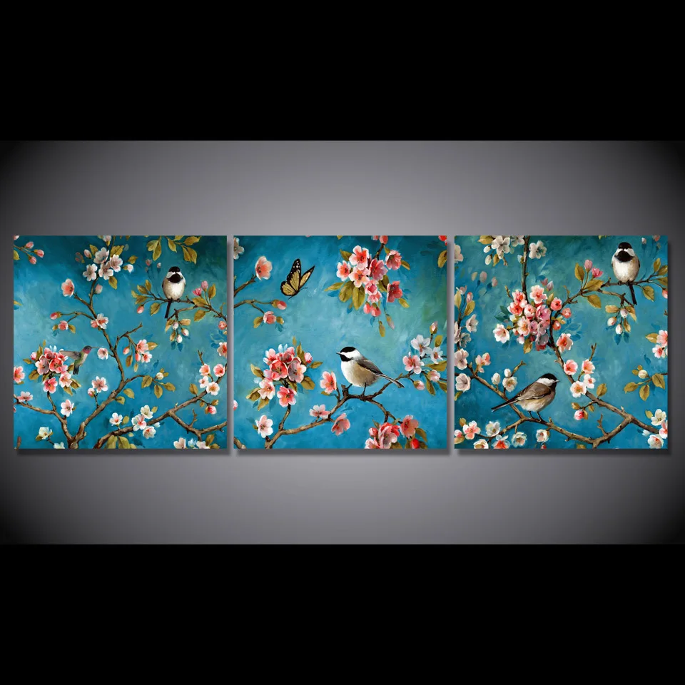 

3 Pcs/Set Framed HD Printed Chinese Art Birds Flowers Picture Wall Art Print Decor Canvas Oil Painting Cuadros Decoracion