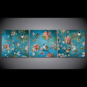 

3 Pcs/Set Framed HD Printed Chinese Art Birds Flowers Picture Wall Art Print Decor Canvas Oil Painting Cuadros Decoracion