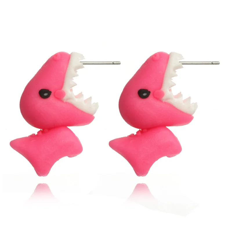 

Handmade Polymer Clay Soft Cute Dinosaur Earrings For Women Fashion Tyrannosaurus Animal Piercing Bite Ear Stud Earring Jewelry
