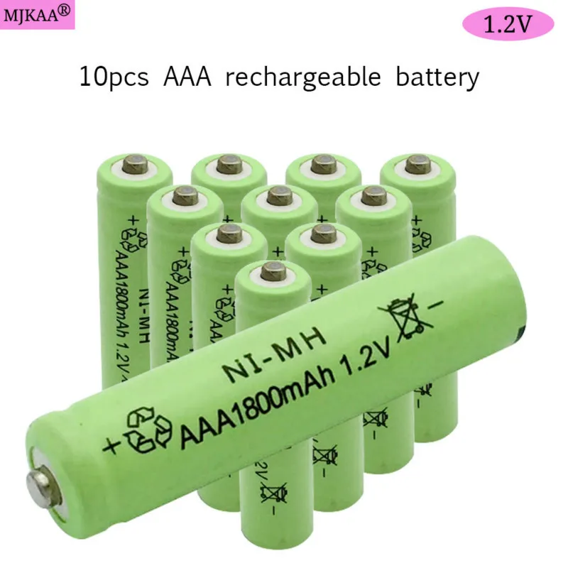 10 AAA 1800mAh 1,2 V Высокое качество перезаряжаемая батарея Ni-MH перезаряжаемая 3а NiMH батарея 1,2 V