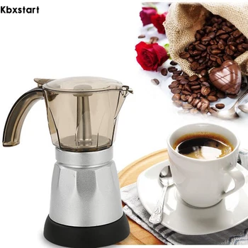 

Kbxstart Electrical Coffee Maker Pot Italian Top Moka Espresso Cafeteira Stovetop Aluminum Percolator Pot Tool 150ml/300ml