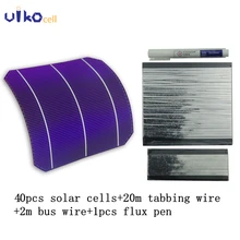 40Pcs 156mm Semi Flexible Solar Cell 4.6W with 60M Tabbing Wire 6M Bus Wire and 3pcs Flux Pen