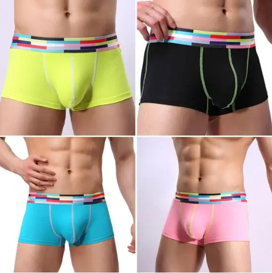 4pcs E Нижнее белье мужские сексуальные боксеры Модные дышащие хлопковые боксеры Мужское нижнее белье Мягкие Трусы Calzoncillos Мужские трусы 4 шт./партия - Цвет: 4pcs E