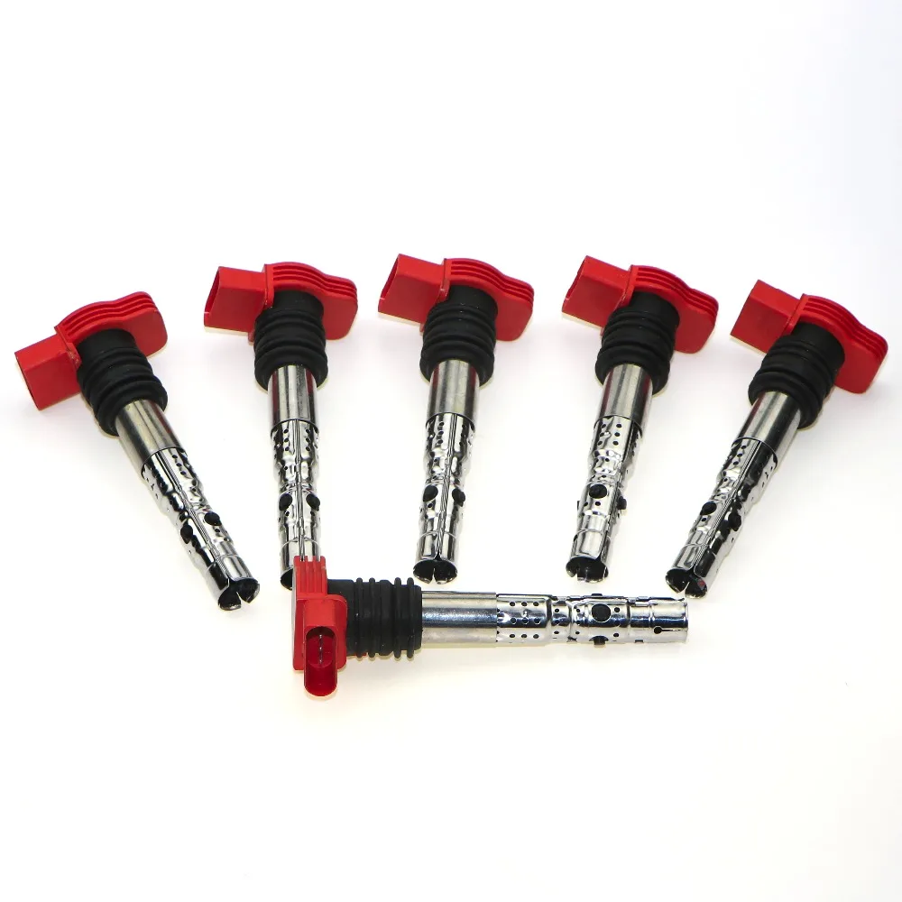

6Pcs Car Ignition Coil Spark Red Plug Connector Ignition Nozzle For A4 A6 A8 Quattro 3.0 V6 2002-2008 06C 905 115 L 06C905115L