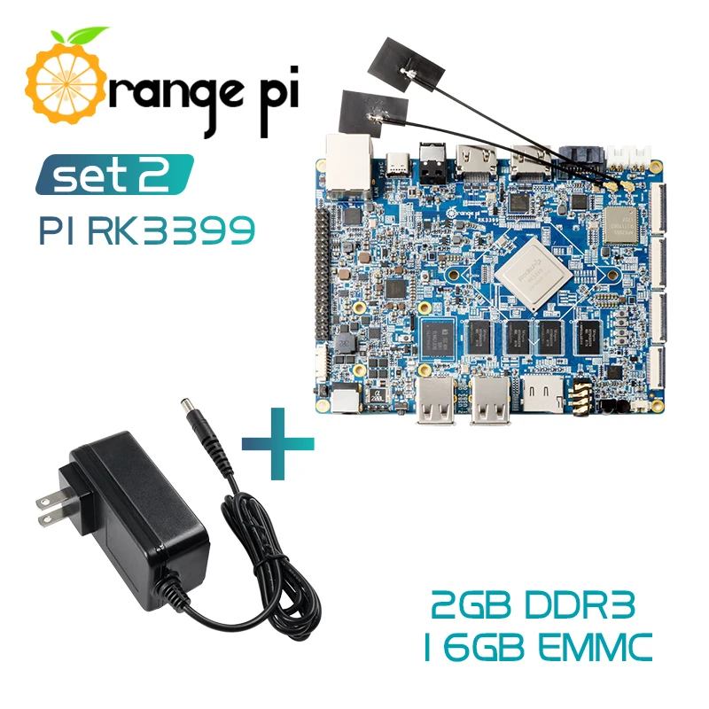 Оранжевый Pi RK3399 Set2: OPI + 12 В 2 А источник питания переменного тока в постоянный ток