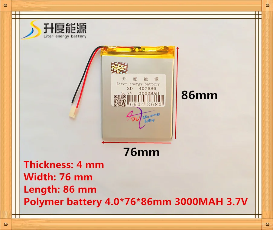 Original Li ion battery 407686 3.7V 3000mAh tablet battery For Mp3 GPS