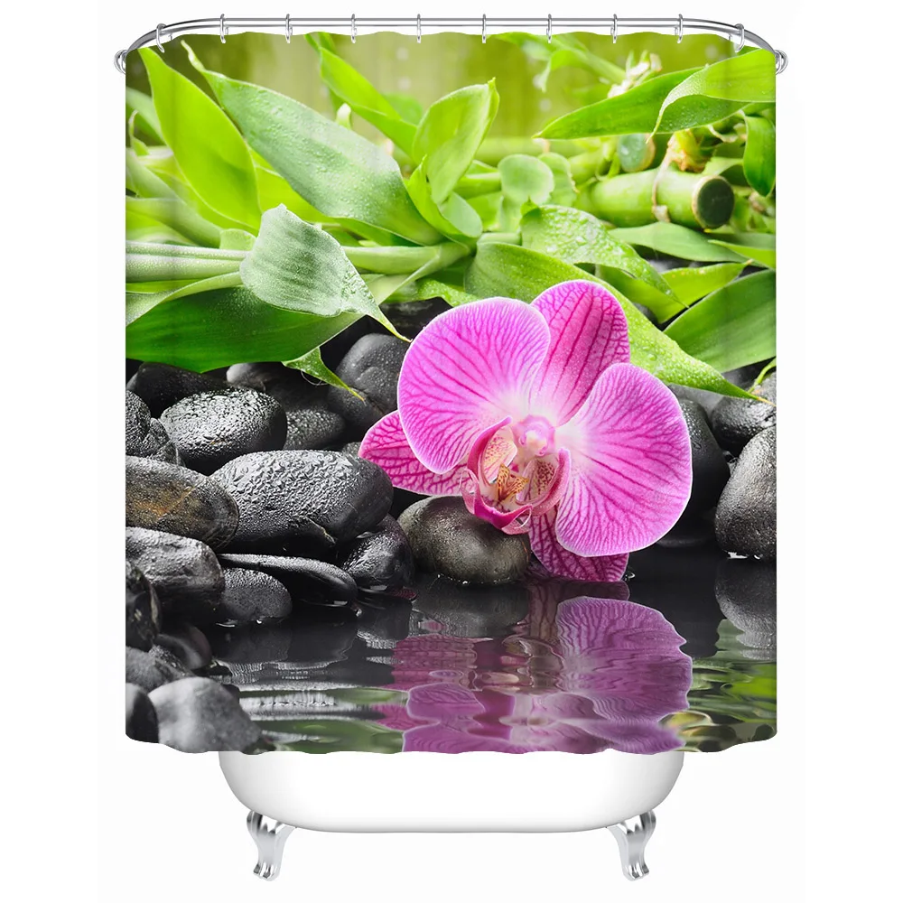 Занавеска для душа Stone Garden Zen 180x180 см фототкань из полиэстера спа аксессуары