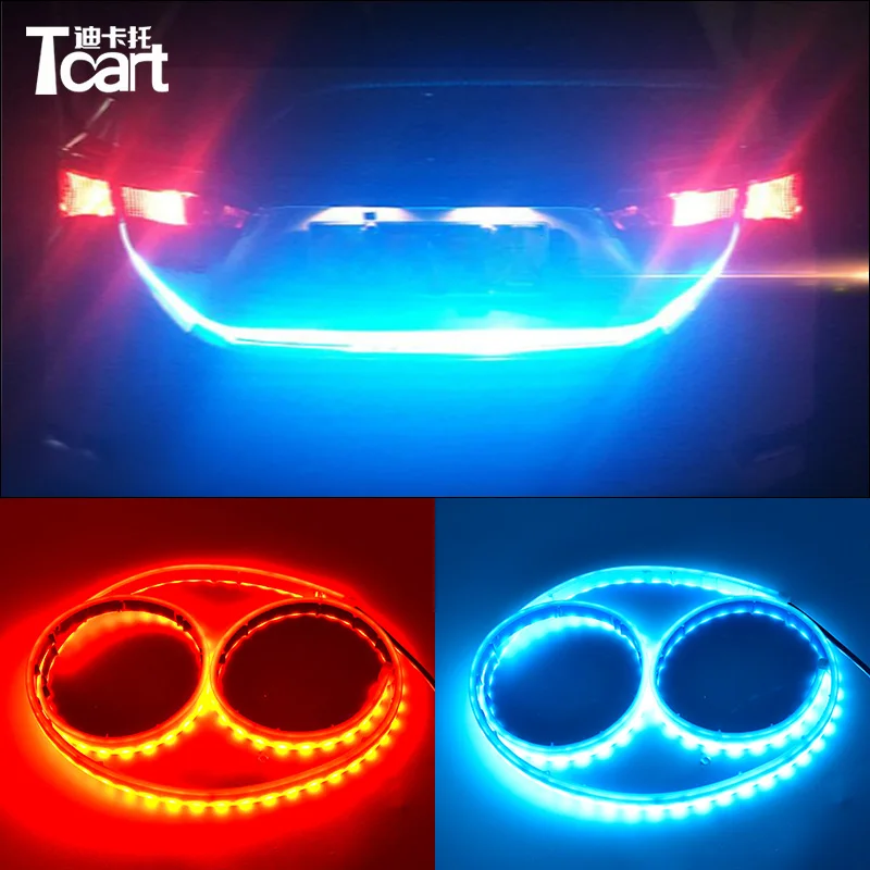 

Tcart LED Car Tail Light Bar Red and blue Running/Brake/Reverse/Signal/Rear Strip Light For vw golf 4 mk4 accessorices light