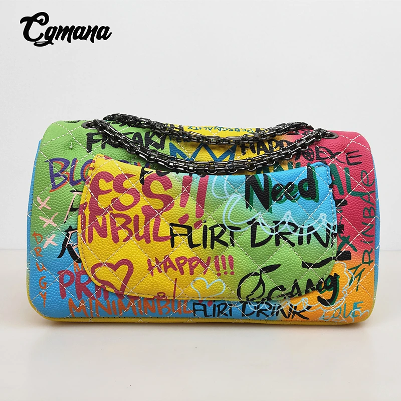 Graffiti Chain Bag For Women 2019 Luxury Women Bags designer Shoulder Bag Fashion Brand Colorful Crossbady Bags sac main femme