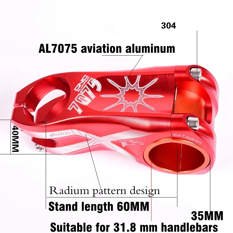 Felice mtb стержень для велосипеда, Сверхлегкий Руль для велосипеда, стояк-17 градусов, 60 мм, большое колесо диаметром XC/AM 31,8/35 мм