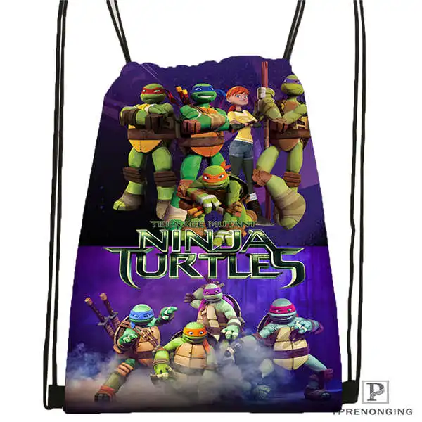 

Custom Teenage_Mutant_Ninja_Turtles Drawstring Backpack Bag Cute Daypack Kids Satchel (Black Back) 31x40cm#2018611-1(2)