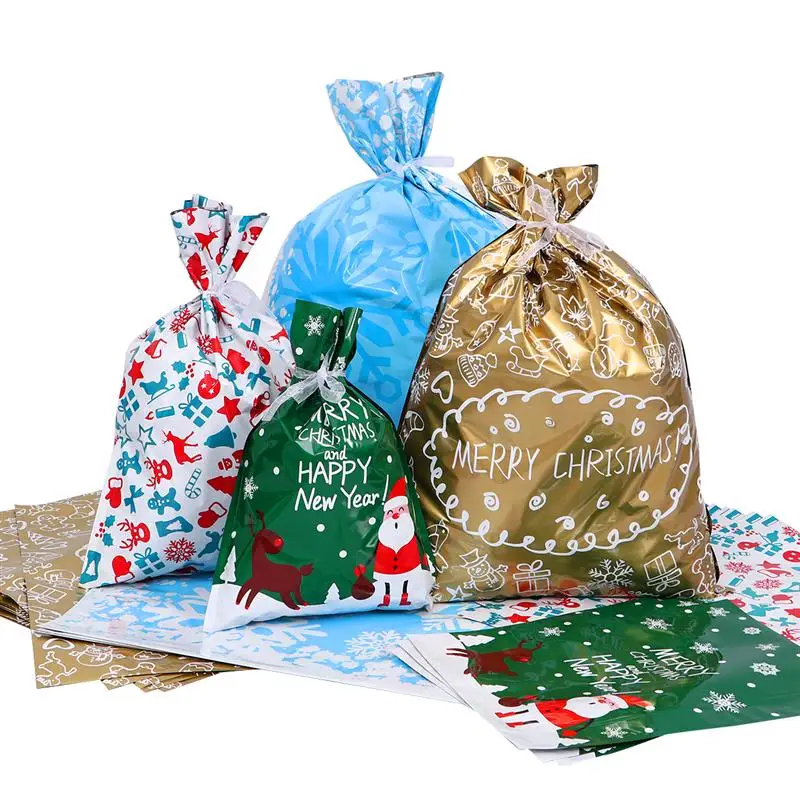 

30PCS Christmas Gift Bags Assorted Styles Gift Wrapping Merry Christmas Goody Bags for Holiday New year Favors Xmas Candy Bag