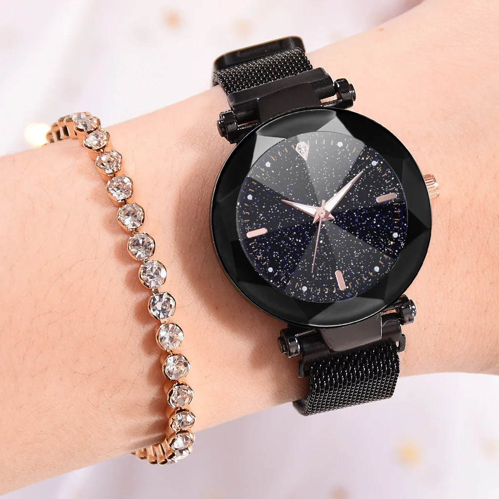 

2019 Fashion Starry Sky Convex Glass Watch Women Reloj Mujer Quartz Mesh With Magnetic Buckle Ladies Watches Luxury bracelet