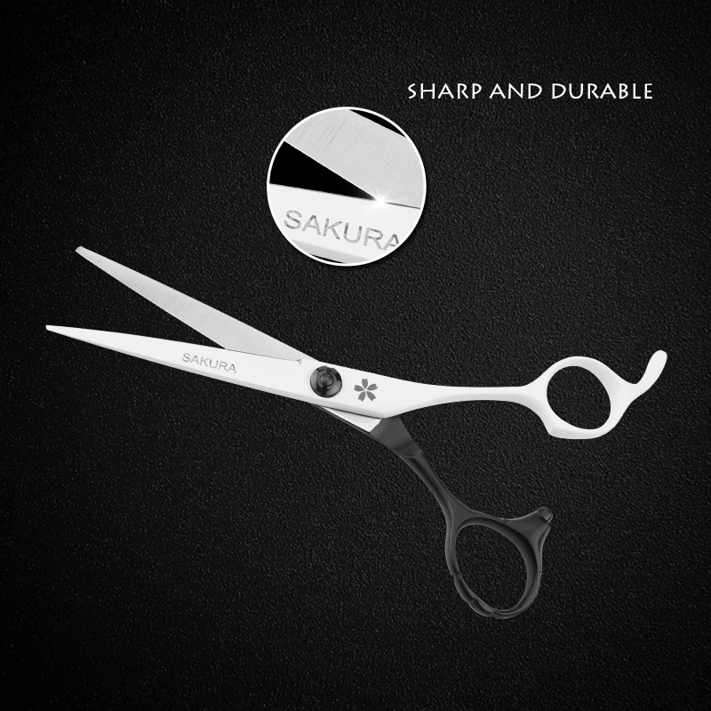 Cherry Blossoms 6 Inch Cutting And Thinning Scissor Salon Hairdressing Set Bladck and White 9cr13 Stainless Steel Handle Cherry Blossoms 6 Inch Cutting And Thinning Scissor Salon Hairdressing Set Bladck and White 9cr13 Stainless Steel Handle