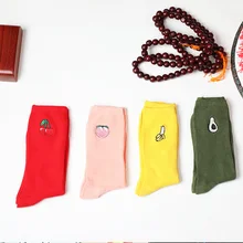 Милые розовые носки с фруктовым узором, милые корейские Японские Женские забавные хлопковые носки до лодыжки, Веселый дизайн, Harajuku размера плюс