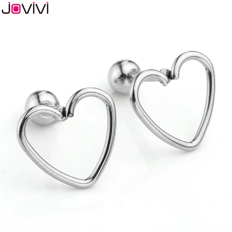 Серьги-гвоздики для ушной хрящ JOVIVI из нержавеющей стали 16 г с сердечком 1/4 дюйма |