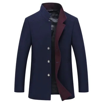 

New Autumn and winter Men Wool Trench Coat Men Long Trench Slim Fit Overcoat High Quality Men Coats Fashion Trench Outerwear