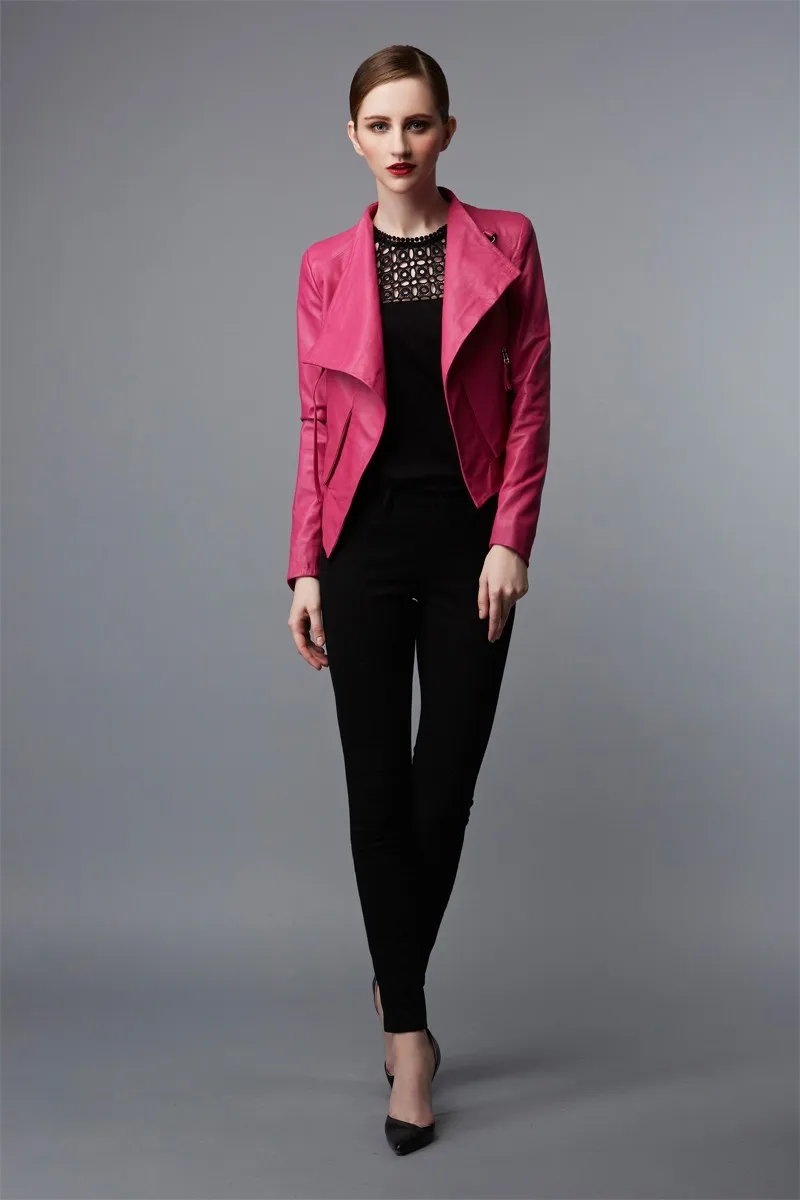 Модная женская кожаная куртка от бренда MAPLESTEED, натуральная овечья кожа, черная, розовая, мягкая, тонкая, Женская куртка из натуральной кожи, осень 172