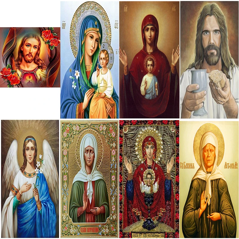 

DIY Diamond painting cross stitch 8 Pictures of Religious Icon of 5d Diamond Embroidery mosaic New Year decoration GIFT
