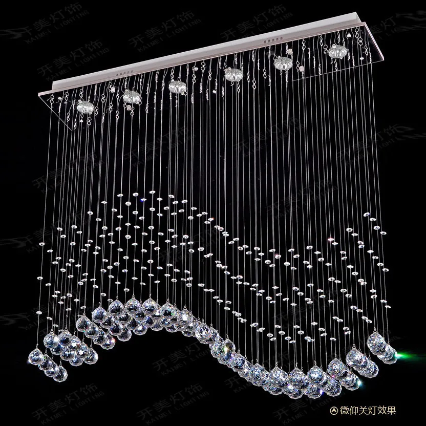 

Modern Lustres Crystal Chandelier Luxery crystal Curtain Wave Pendant Lamp Luminaire Living Room Crystal Lighting Fixture