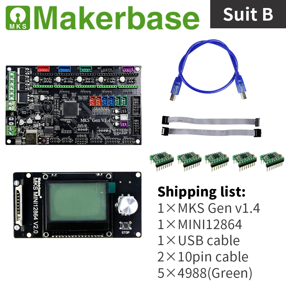 Комплекты MKS Gen v1.4 и MINI12864 для 3D принтеров разработанные Makerbase|Детали аксессуары