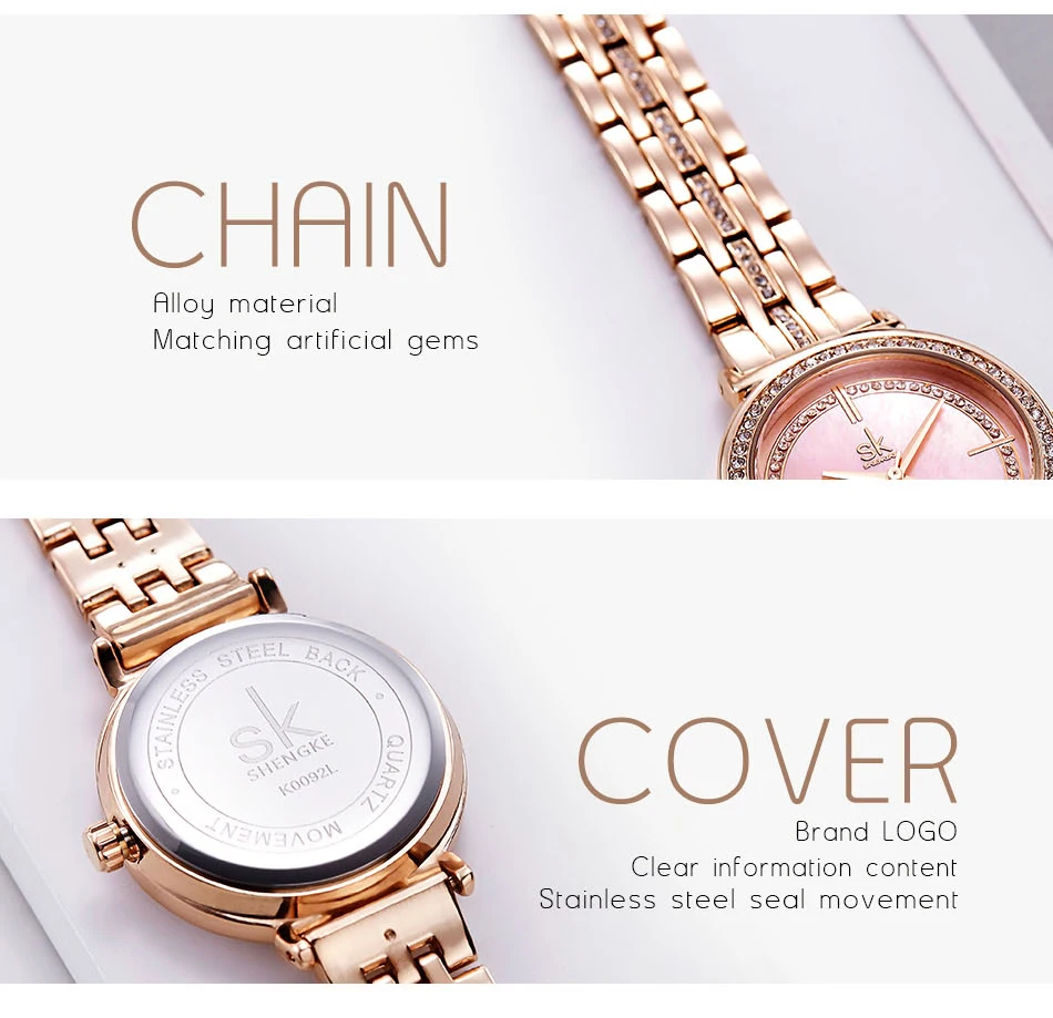 Shengke, ЖЕНСКИЕ НАРЯДНЫЕ часы, розовое золото, нержавеющая сталь, модные женские наручные часы, натуральная швабра, кварцевые часы, женские роскошные часы