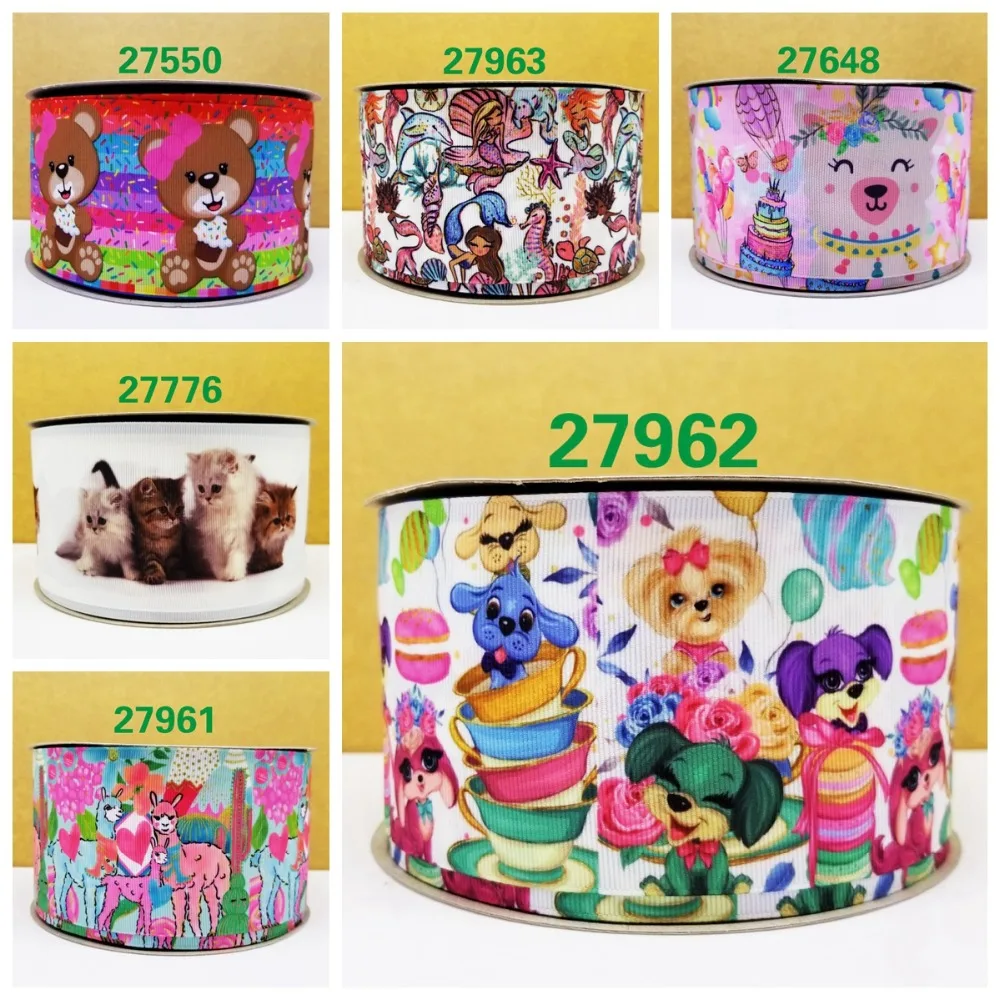 Бесплатная доставка 50 ярдов мультфильм печатных grosgrain ленты 27962 | Дом и сад