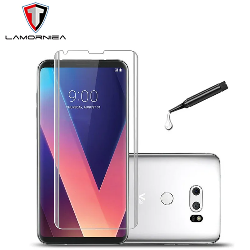 

Lamorniea UV Tempered Glass For LG V30 V40 V50 Full Cover UV Liquid Glass For LG G7 G8 Glue Screen Protctor For LG V30 V40 V50
