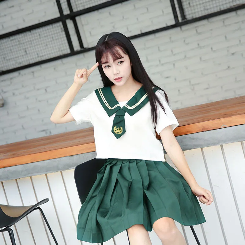 Для девочек-подростков, японский Корейская школьная в стиле японской школьницы форма сладкий 2 шт./компл. плиссированная юбка блузка