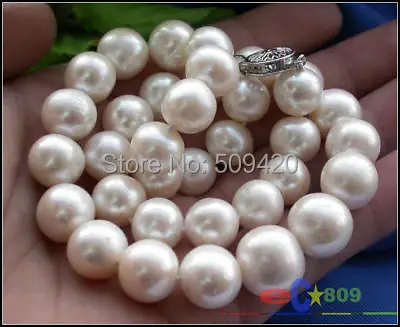 

Free Shipping >>AAA REAL 17" 12mm WHITE ROUND FW PEARL NECKLACE 14k