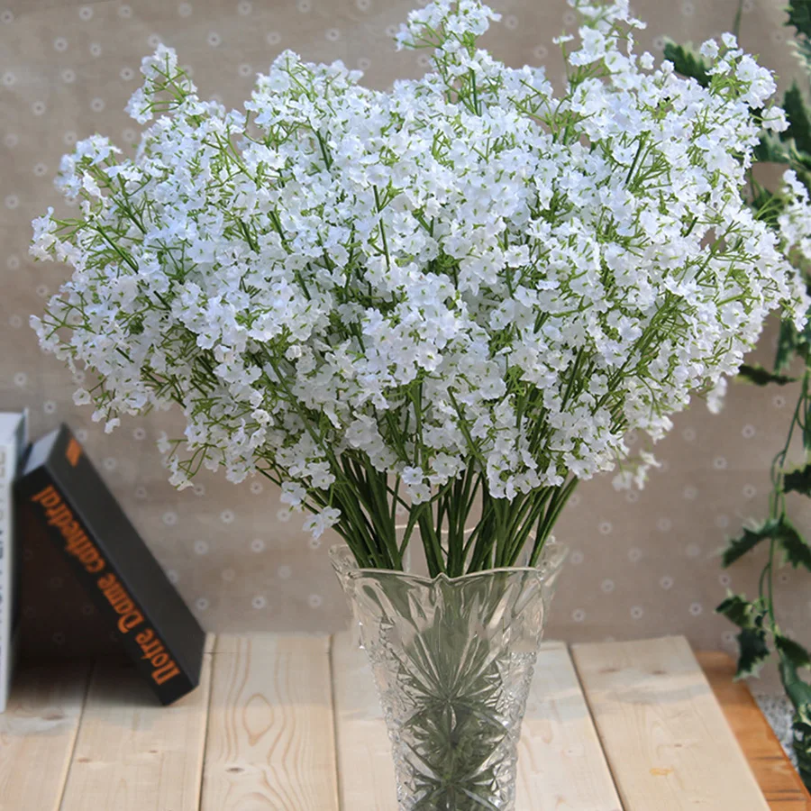 3 unids/lote bebé cumpleaños fiesta aliento/yeso boda decoración seda blanca Real táctil flores artificiales para decoración del hogar A12050 3 unids/lote bebé cumpleaños fiesta aliento/yeso boda decoración seda blanca Real táctil flores artificiales para decoración del hogar A12050