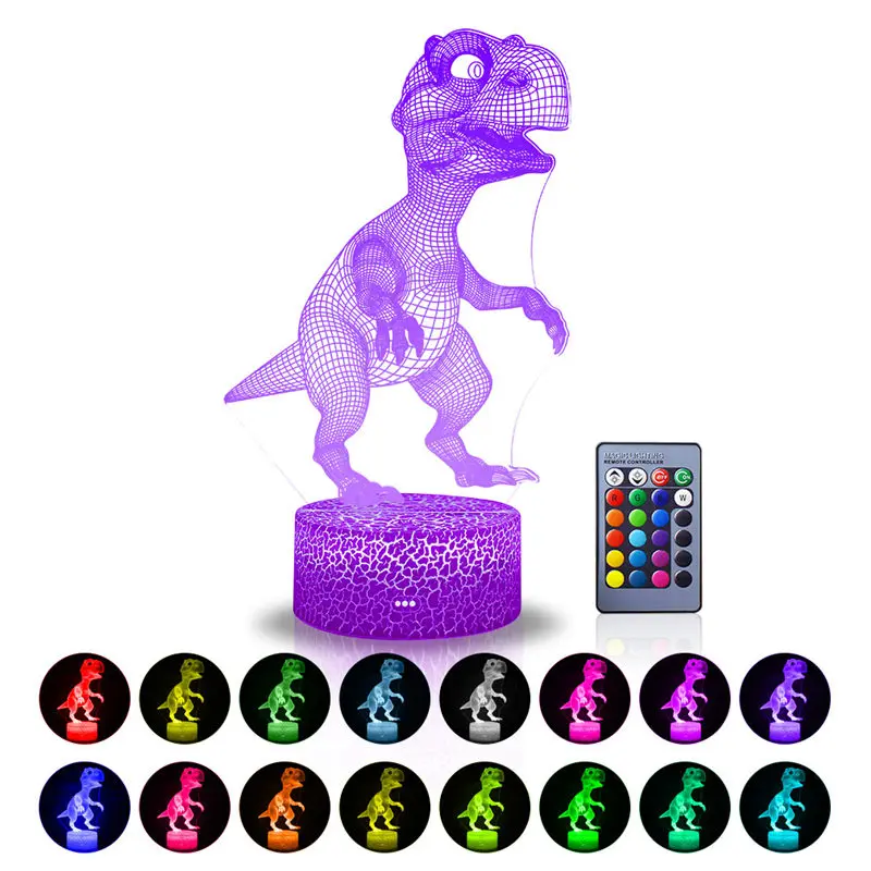 Творческий 3D динозавр светодиодный Ночной светильник сенсорный пульт дистанционного управления настольная лампа домашний декор праздник для рождественской вечеринки Подарки для Для детей игрушка
