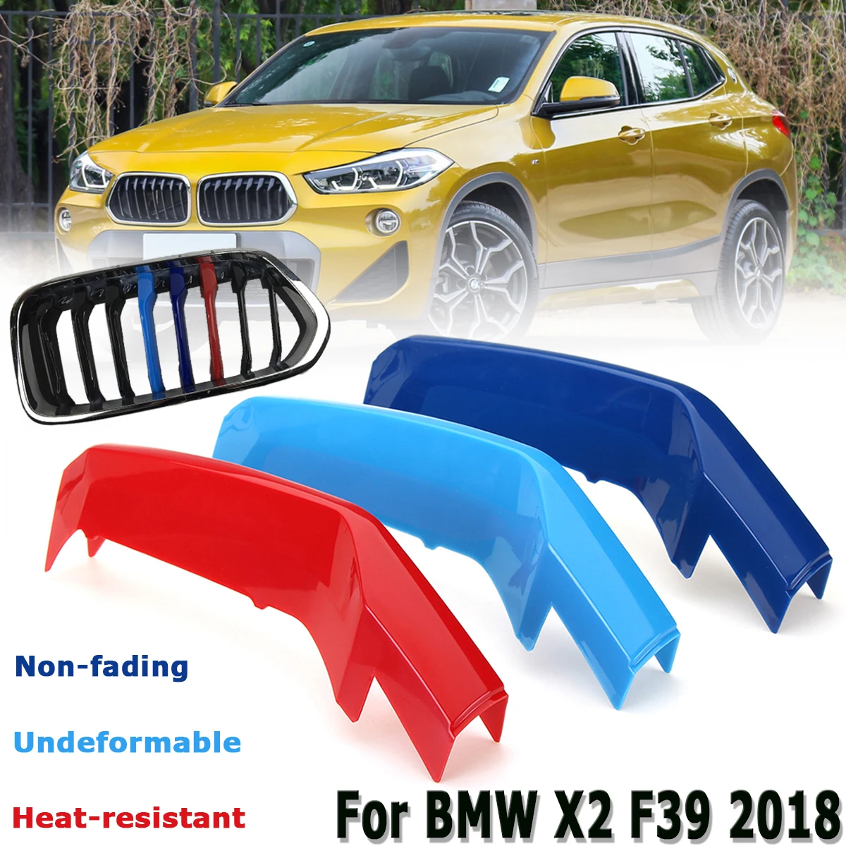 3 шт./компл. 3D наклейка для BMW X2 F39 автомобильная передняя решетка гриль зажимы