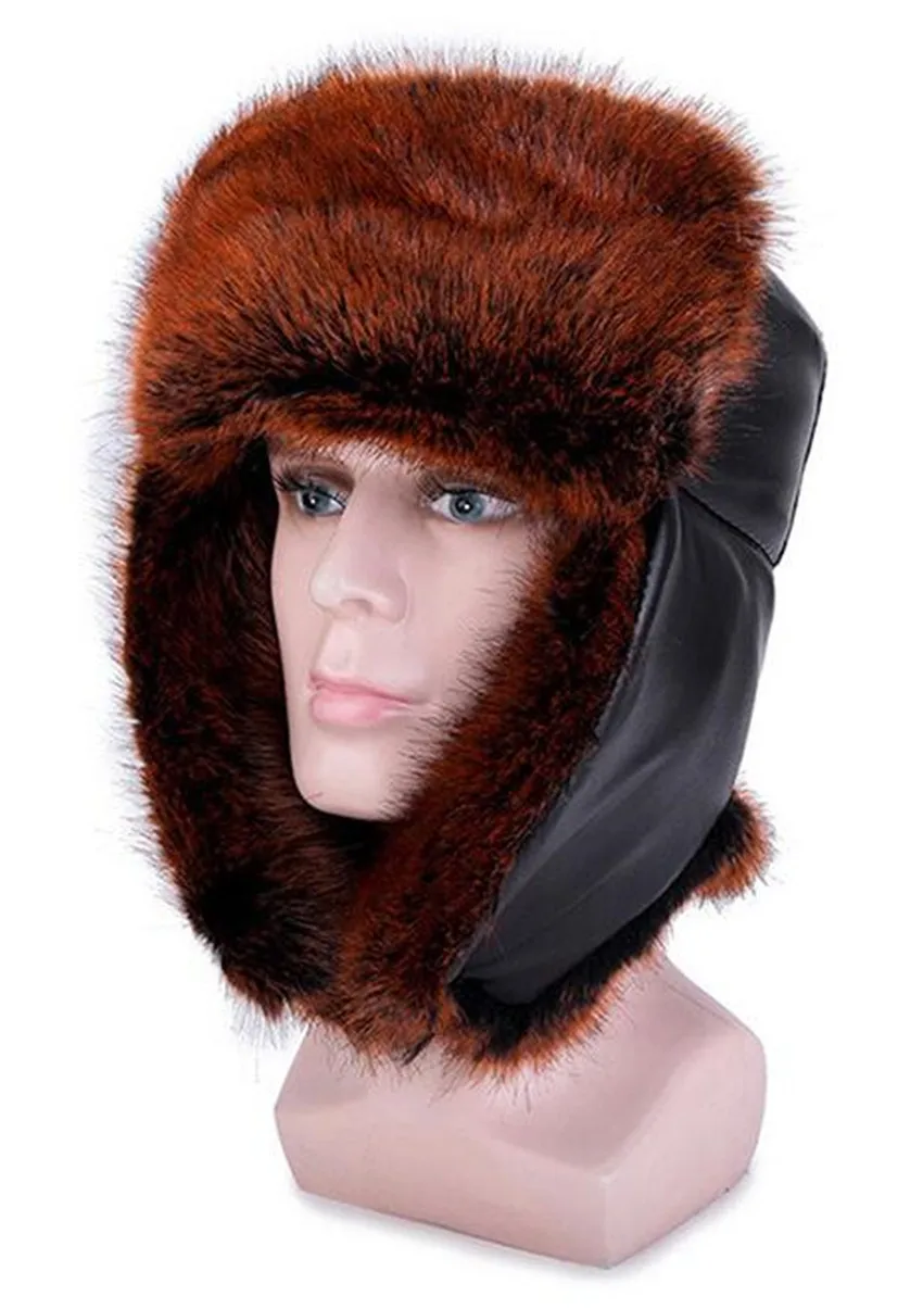 Класс Русская кожа зимние шапки с наушниками ушной клапан для мужчин женщин унисекс русская меховая шапка M2251