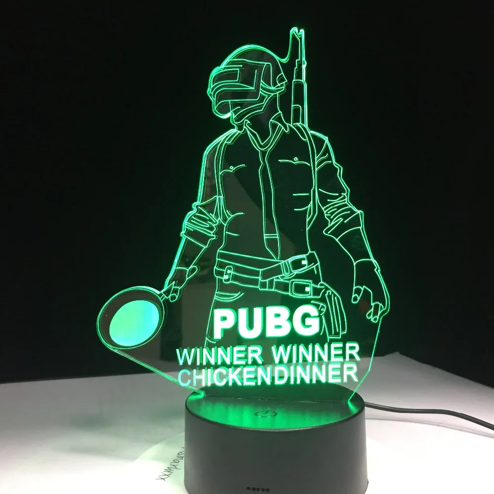 PUBG Победитель Куриный Ужин FPS игра игрок неизвестное поле боя 3D лампа 7 цветов изменить светодиодный светильник Прохладный мир подарок