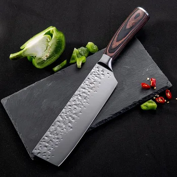 

New Beauty Veins Kitchen Knives Cleaver Utility Santoku Slicing Chef Damascus Veins Color Wood Handle Stainless Steel Knife