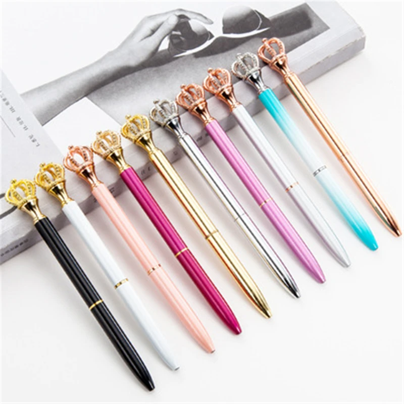 

Shining Cute Crown Ballpoint Pen 0.7mm Black Ink Pen Metal Ballpoint Pen Girl Gift Back to School Office Supplies Novelty Statio