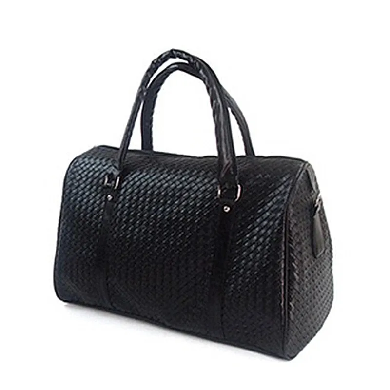 

Aresland Big Fashion Unisex Women Traval Bags Large Capacity Woven Pattern Handbag Men Male Travel Bag - Black