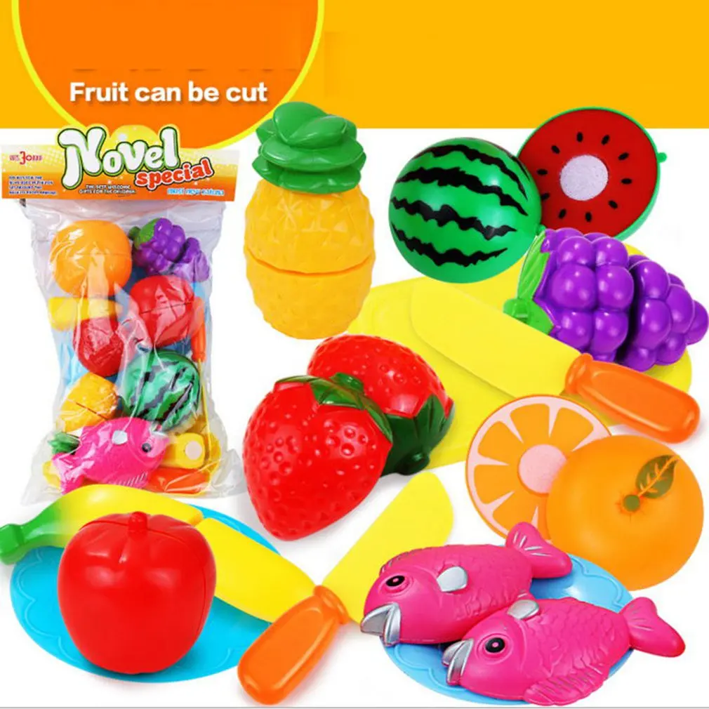 

13pcs Creative Simulate Kitchen Cooking Toy Set Fruit Vegetable Cutting Toy Kitchen Tableware Role Pretend Toy for Kids
