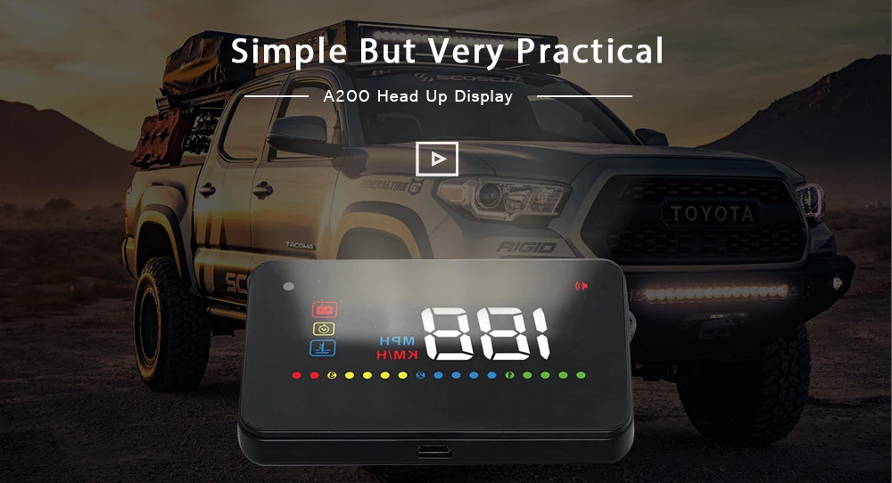 A200 HUD Универсальный Автомобильный дисплей OBD2 лобовое стекло скорость проектор OBDII охранная сигнализация температура воды превышение скорости об/мин Напряжение