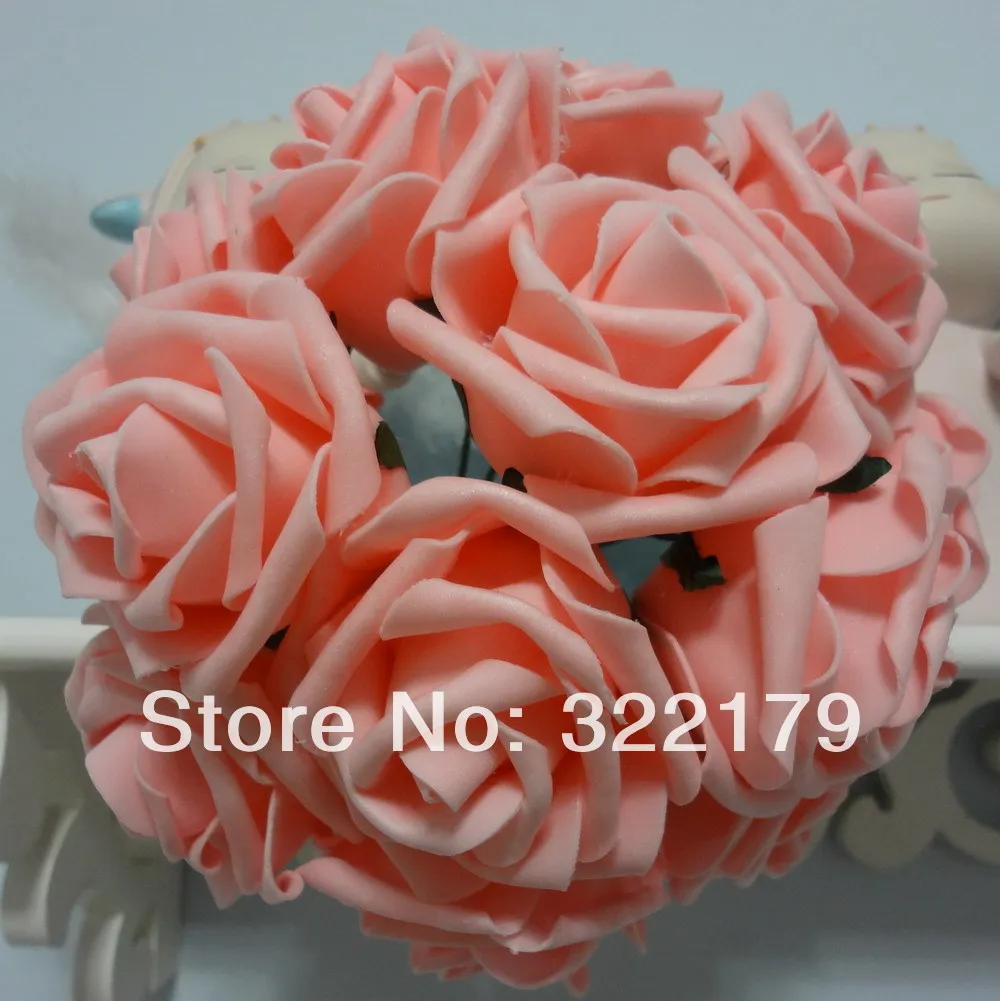 Peach Pink Foam Flowers Artificial Rose Wedding Flowers 100 Stems Peach