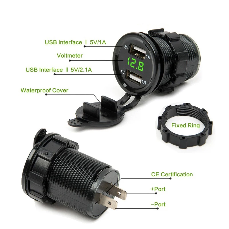 12V DC Автомобильная сигарета для мотоцикла двойная Зажигалка USB розетка
