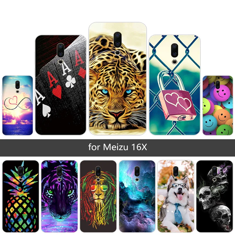 Чехол для телефона Meizu M872Q/Meizu 16X прозрачный M872Q/M872H силиконовый мягкий ТПУ дизайн