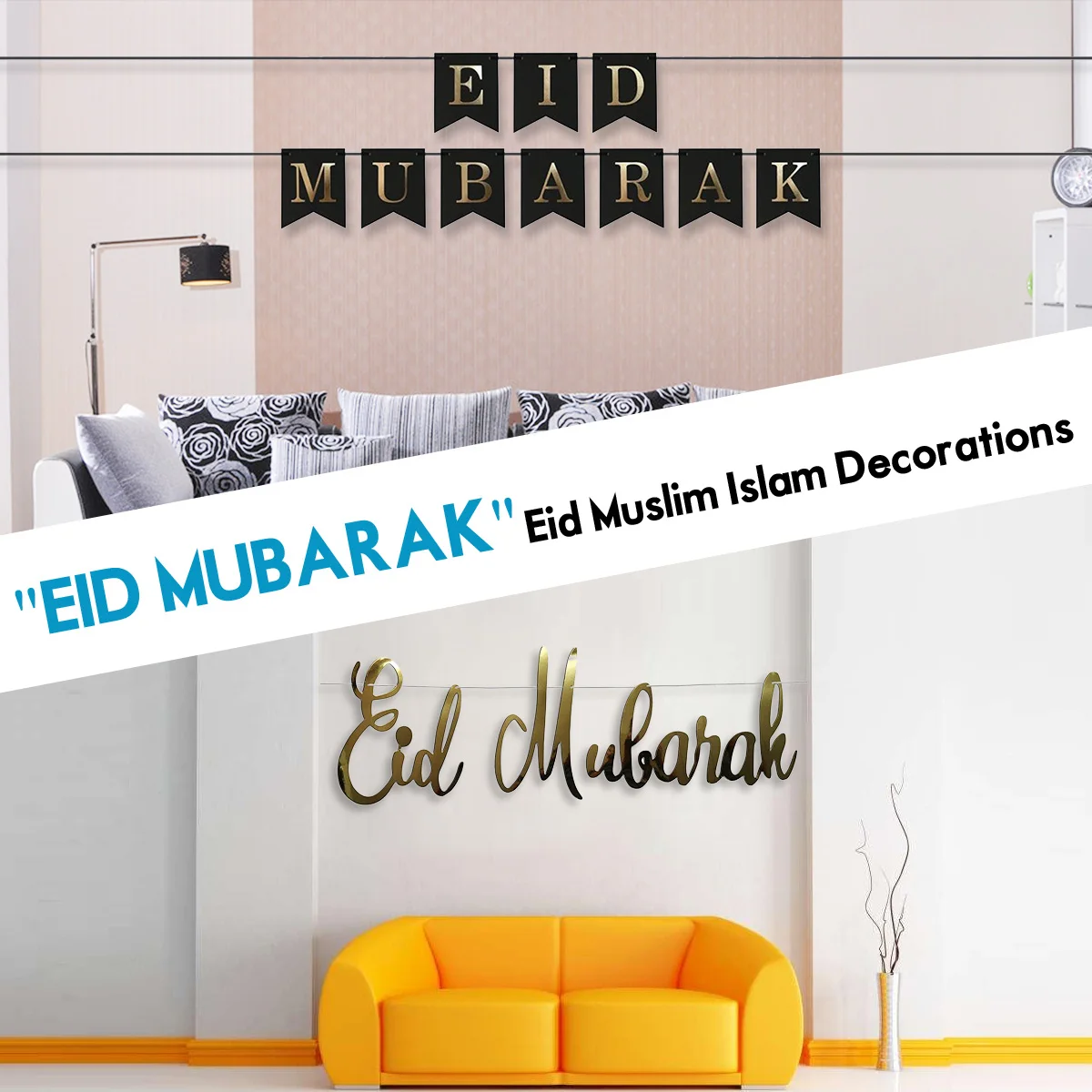 

Eid Mubarak Ramadan Kareem Pennant Bunting Muslim Islam Banner Decoration And Hanging Wall From Rocking Party Festive Paper